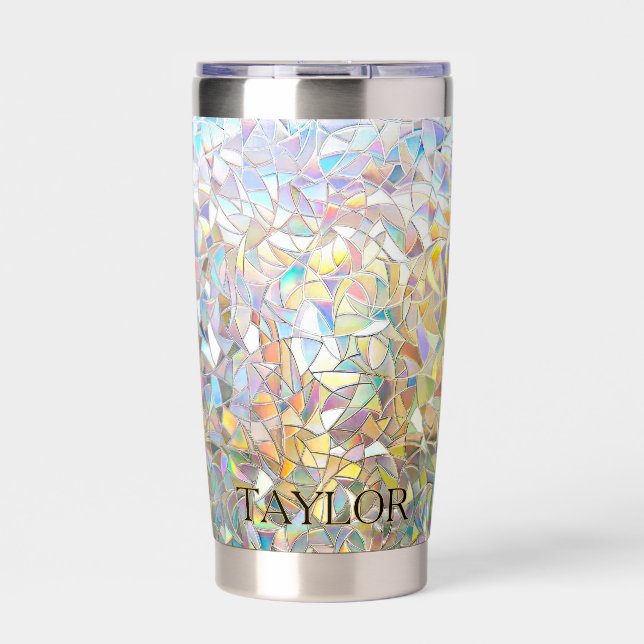 Prismatic Stained Glass Effect - Rainbow Prismatic Insulated Tumbler (Front)