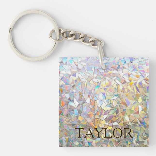 Prismatic Stained Glass Effect - Rainbow Prismatic Keychain (Front)