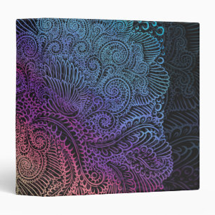 Prismatic Swirl Rainbow Fractal Feather Art Binder