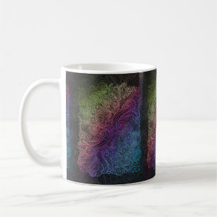 Prismatic Swirl Rainbow Fractal Feather Art Coffee Mug