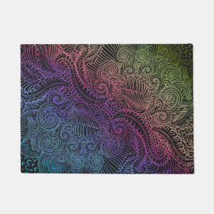 Prismatic Swirl Rainbow Fractal Feather Art Doormat