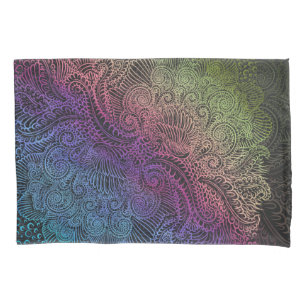Prismatic Swirl   Rainbow Fractal Feather Art Pillowcase