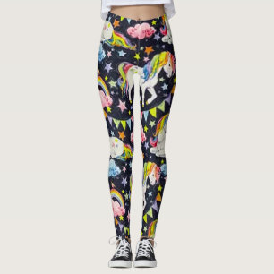 Prismatic Unicorn Wish Black & Pink Leggings