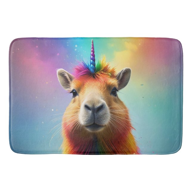 Prismhorn: The Rainbow Capybaraicorn Bath Mat (Front)