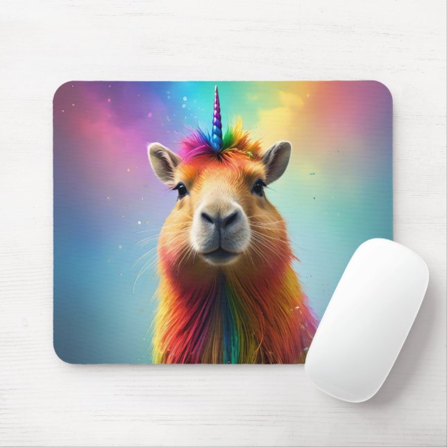 Prismhorn: The Rainbow Capybaraicorn, Mouse Pad (With Mouse)