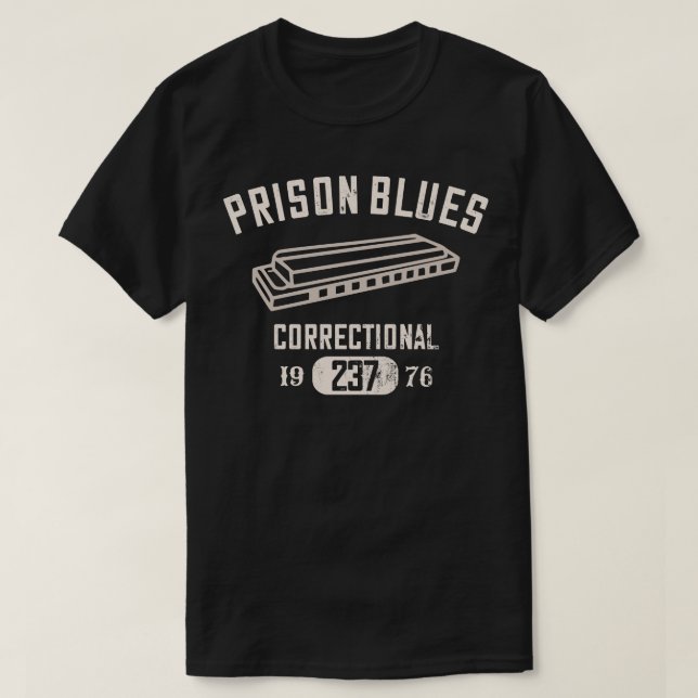 Prison Blues Harmonica distressed T-Shirt (Design Front)