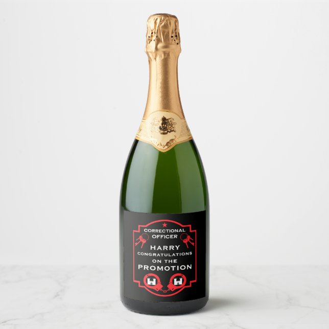 Prison Correctional Officer Promotion Sparkling Wine Label (Front)