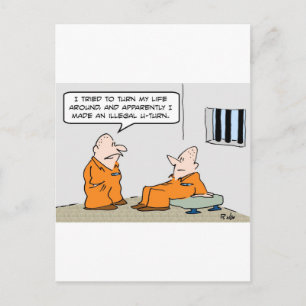 prison illegal u turn postcard