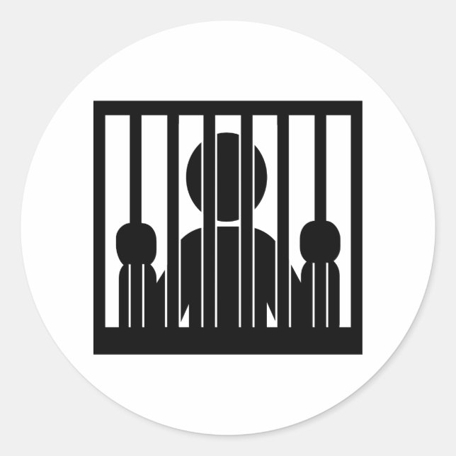 Prison jail arrest classic round sticker (Front)