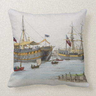 Prison Ships, from 'Costume of Great Britain', pub Throw Pillow