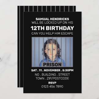 Prison Themed Escape Room, Birthday Party Invitation
