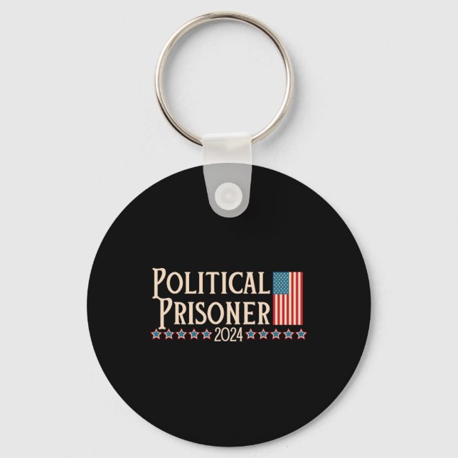 Prisoner 2024 Vote Trump November 5 American Flag  Keychain (Front)