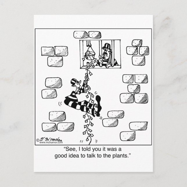 Prisoner Escapes via a Philodendron Postcard (Front)