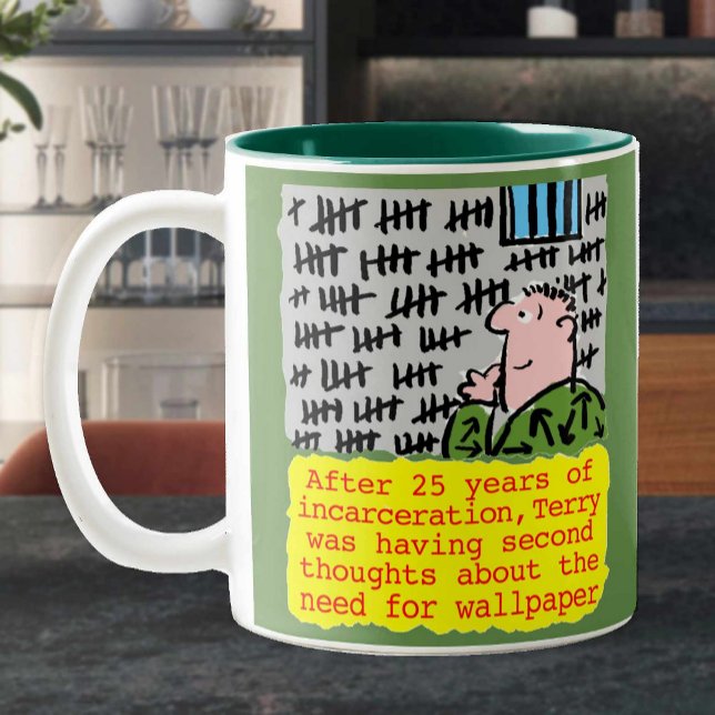 Prisoner in Jail Doesn't Need Wallpaper Two-Tone Coffee Mug (Creator Uploaded)