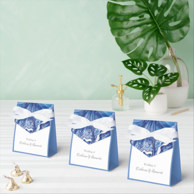 Pristine Blue and White Santorini Wedding Favor Box (Multiple)