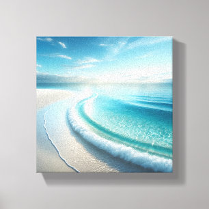 Pristine Turquoise Ocean Wave on White Sand Beach Canvas Print