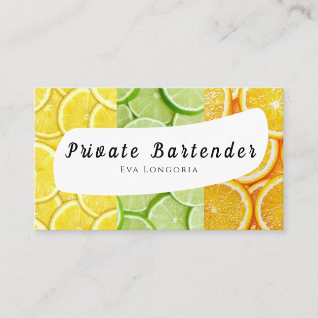 Private Bartender Business Card (Front)