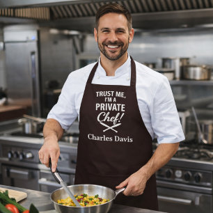 Private chef bistre brown script slogan apron