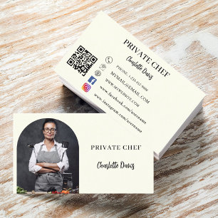 Private chef ivory photo arch QR code Business Card