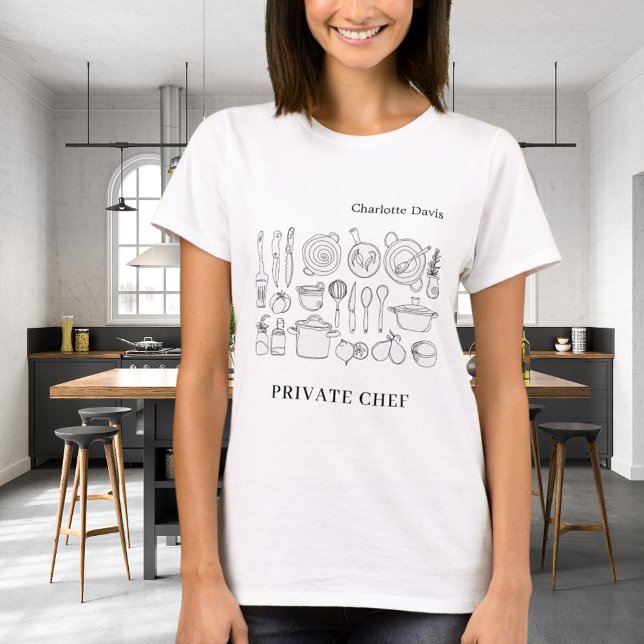 Private chef name script kitchen utensils T-Shirt (Creator Uploaded)