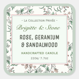 Private Collection Floral Handcrafted Candle  Square Sticker