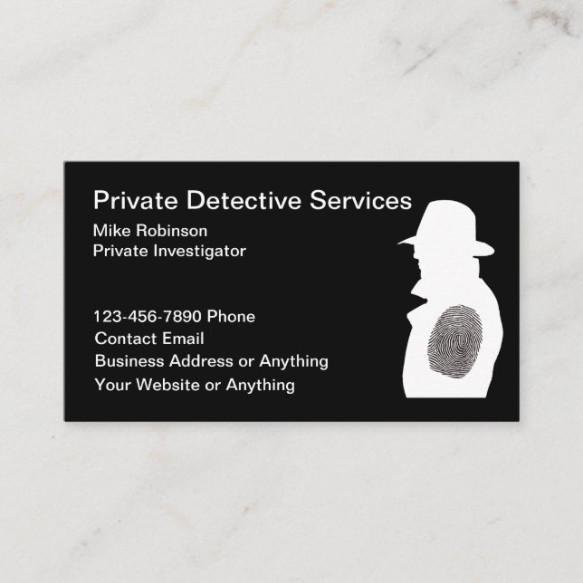 Private Detective Investigator Business Cards (Front)