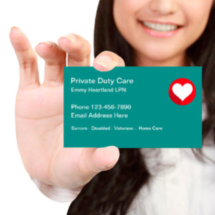 Private Duty Nurse Home Care Business Card