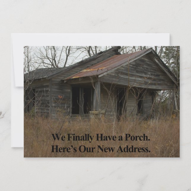 Private Funny Change of Address Card: New Porch Announcement (Front)