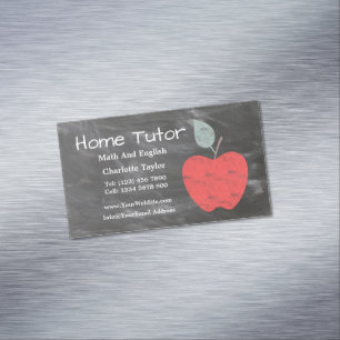 Private Home Tutor Apple Scrubbed Style Chalkboard Magnetic Business Card