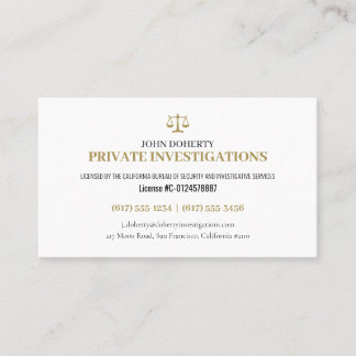 Private Investigations | Detective Professional Bu Business Card