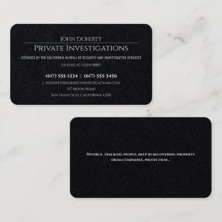 Private Investigations | Detective Professional Business Card