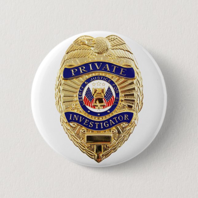 Private Investigator Badge 2 Inch Round Button (Front)