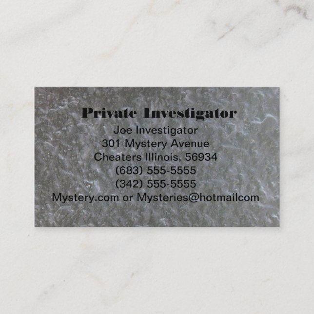 Private Investigator's business card (Front)