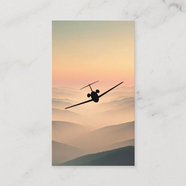 Private Jet Business Card - Sunset Flight Theme (Front)