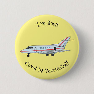 Private jet cartoon illustration 2 inch round button