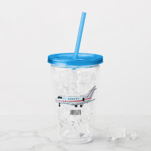 Private jet cartoon illustration acrylic tumbler