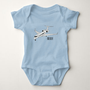 Private jet cartoon illustration baby bodysuit