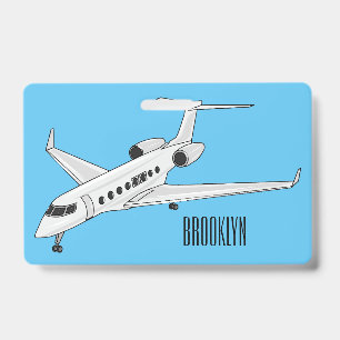 Private jet cartoon illustration badge