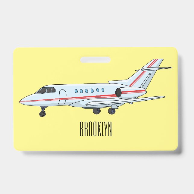 Private jet cartoon illustration badge (Front)