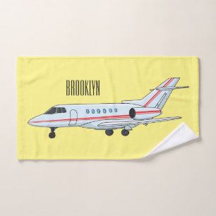 Private jet cartoon illustration bath towel set
