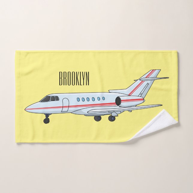 Private jet cartoon illustration  bath towel set (Hand Towel)