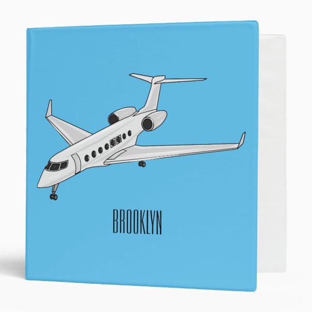Private jet cartoon illustration binder (Front/Inside)