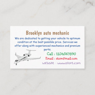 Private jet cartoon illustration business card