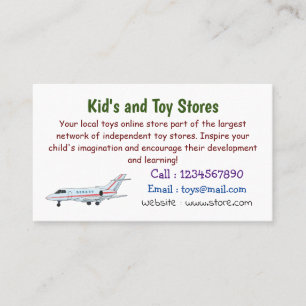 Private jet cartoon illustration business card