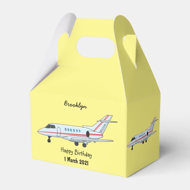Private jet cartoon illustration favor box (Front Side)