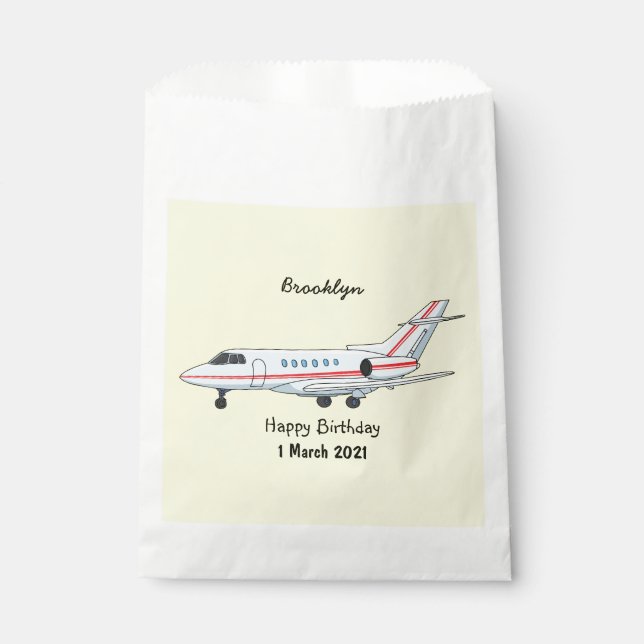 Private jet cartoon illustration favour bag (Front)