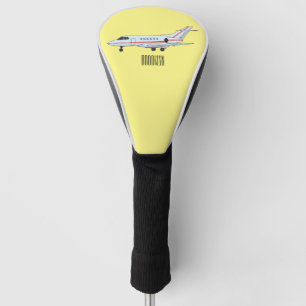 Private jet cartoon illustration golf head cover