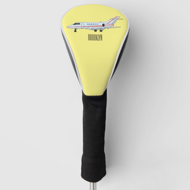 Private jet cartoon illustration golf head cover (Front)
