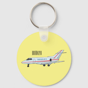 Private jet cartoon illustration keychain