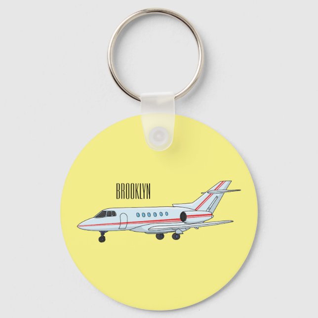 Private jet cartoon illustration keychain (Front)